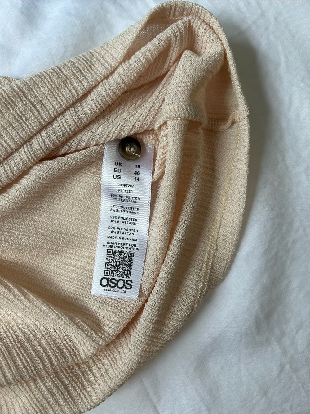 ASOS Blush Cream Mini Dress with Button Front - Picture 4 of 4
